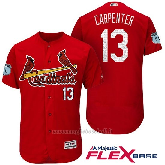 Maglia Baseball Uomo St. Louis Cardinals Matt Carpenter Scarlet 2017 Allenamento Primaverile Flex Base Giocatore